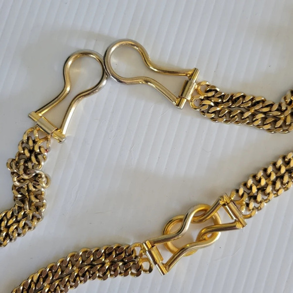 ❤️ 3 for $35 vintage gold toned metal double chain statement belt XS small Y2k - Picture 4 of 7